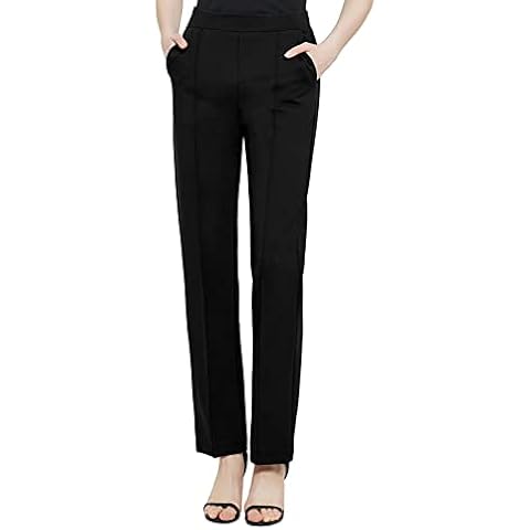 Urban CoCo Women's Yoga Dress Pants Stretchy Casual Slacks Straight Leg Work Pants with Pockets (Black, XL) Cover