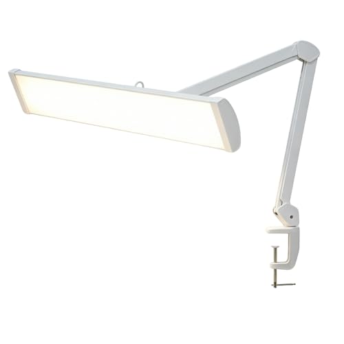 Bemelux LED Architect Desk Lamp, 2300 Lumens, Dimmable, Metal Swing Arm, 5 Color Temperatures, 30W, Ideal for Task Work, Drafting, Reading, Clamp-on Office Table Lamp with 360 Bright LEDs (White, CCT)