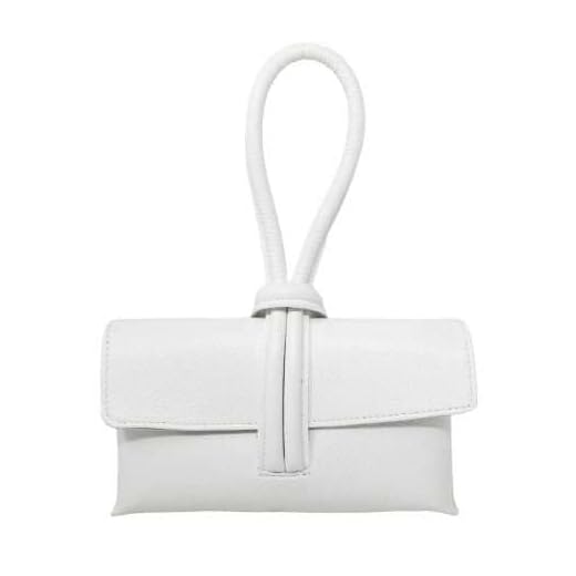 Chicca Borse Borsetta da donna in pelle, borsa a mano pochette (Bianco)
