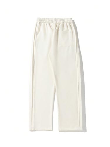 Verdusa Men's Drawstring Waist Straight Leg Textured Pants Long Trousers2