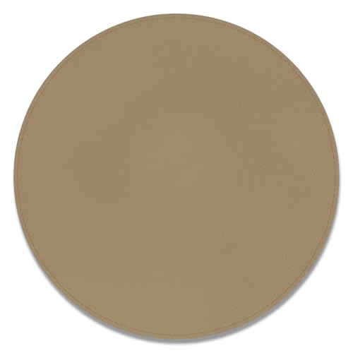 Tapis de souris en cuir abricot rond de 22 cm avec base en caoutchouc