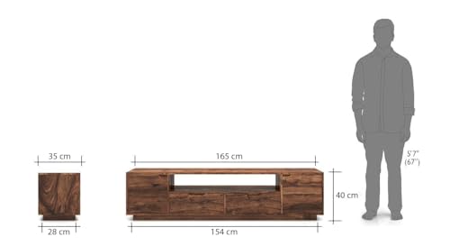 Image of THE WOODEN CITY Solid Sheesham Wood TV & Entertainment Unit for Living Room & Hotel Room and Office Furniture | Wooden Cabinet (Honey Teak)