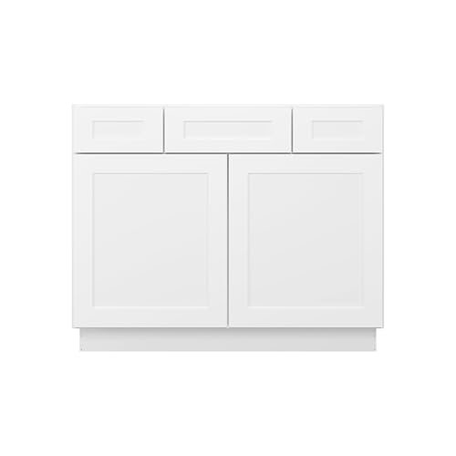 Image of Furinno Shaker 2-Drawer Bath Vanity Cabinet Without Top, Ready to Assemble, 21 D x 42 W x 34.5 H, White