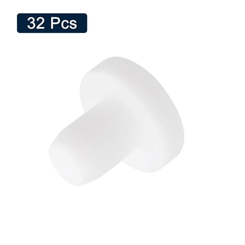Image of uxcell 32 Pieces White Rubber Stopper, 7mm Plug Holes for 6.5-6.8mm /0.26-0.27 inch Hole
