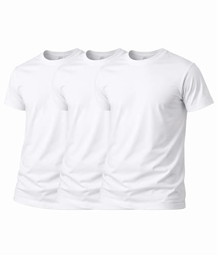 Image of Fruit of the Loom Men's Crew Tee Undershirts, Moisture Wicking & Tag Free - White - 3 Pack Large
