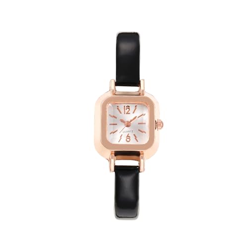Image of carl vinson Women's Small Square Dial Quartz Watch | Slim Leather Strap Ladies Wristwatch | 22mm Dial