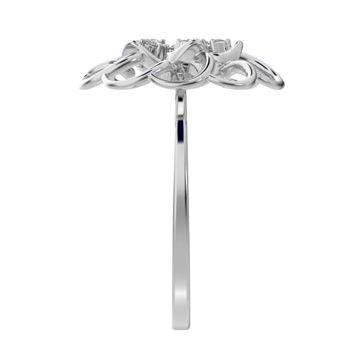 0.075 Ct Round Cut Diamond Dainty Minimalist Floral Halo Cocktail Star Light Solid 14K White Gold Everyday Ring3