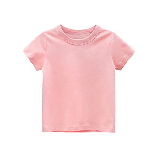 Boys Girls Cotton Shirts Short Sleeve Basic Plain Summer Tee Tops Kids Athletic Crewneck Blouses Clothes Toddler Tshirt