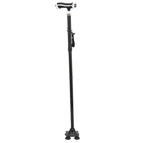 Bengala antiderrapante em liga de alumínio dobrável bengala muleta ajustável com luz LED 360° choque