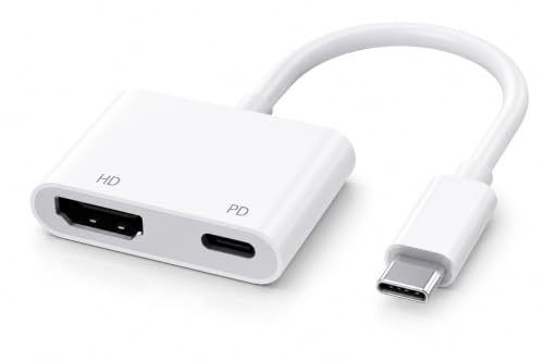 USB C to HDTV Adapter for TV Type C to HDTV Adapter with 100W PD Fast Charging 4K@60Hz Digital AV Converter for iPhone 17/16/15 iPad Pro MacBook Samsung to Monitor Projector