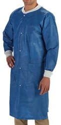 85179 LabMates Disposable Lab Coat, Blue, Large, Knee Length, SMS Material, Pack of 10