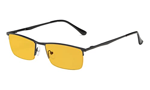 Eyekepper Blue Light Blocking Reading Glasses Half-Rim Amber Tinted Lens Computer Readers (Black)