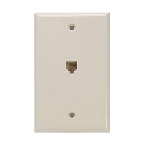 Leviton Standard Telephone Wall Jack, 6P4C, Screw Terminals, 40249-I, Ivory