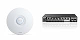 Tenda i36 BE5010 WiFi 7 Access Point mit 2 Ports (1x 2,5G PoE+ Port & 1x Gigabit-Port, Dualband, WPA3, Cloud- & Lokale Verwaltung) mit TEM2010X 2,5 Gbit Switch (8X 2,5G Ports & 2X 10G SFP+ Ports)