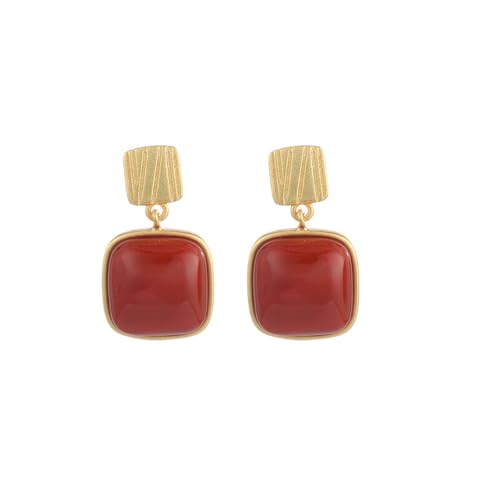 Boucles d'oreilles chouchou carré pour filles avec agates