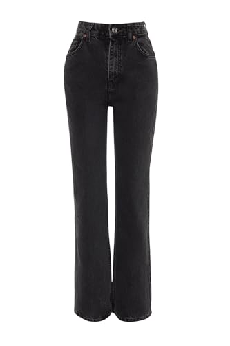 Trendyol Damen Gerade Weites Bein Hohe Taille Jeans