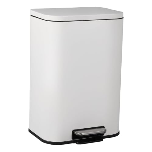 Caneca de basura rectangular 20L con pedal y tapa suave blanca miniatura 1