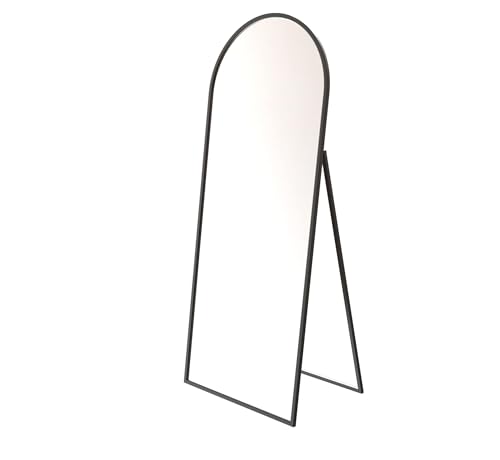 Image of Gharaana Arched Metal Floor Mirror with Stand for Living Room, Full-Length Mirror for Bedroom | Standing Mirror | Bold Black (58x23x12)