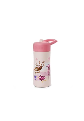 Affenzahn Edelstahl Trinkflasche mit buntem Motiv, Wiederverwendbar, Spülmaschinengeeignet, 430ml Fabelhafte Fantasiewelt - Rosa