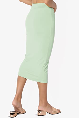 TheMogan Women's High Rise Buttery Soft Lined Mid Calf Bodycon Midi Pencil Skirt Light Sage XL4