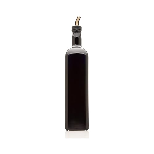 Infinity Jars Black Ultraviolet Square Glass Oil Bottle 1L (34 fl oz) w/Plastic Pour Spout, Airtight Round bottle Easy Refill Vinegar Cruet Cooking Oil Dispenser Bottle, Olive Oil Bottle for Kitchen by Infinity Jars - Used condition - US$31.73