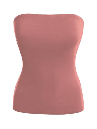 Image of MixMatchy Women's Stretchy Strapless Tube Top Y2K Bandeau Top