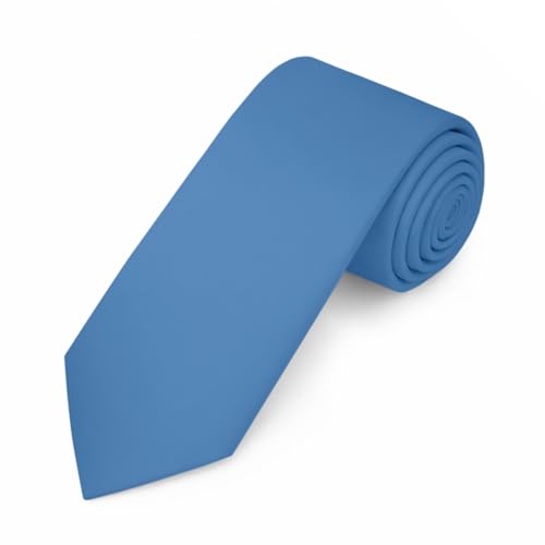 Jacob Alexander Men's Slim Width 2.75" Solid Color Tie, Cornflower Blue, One size