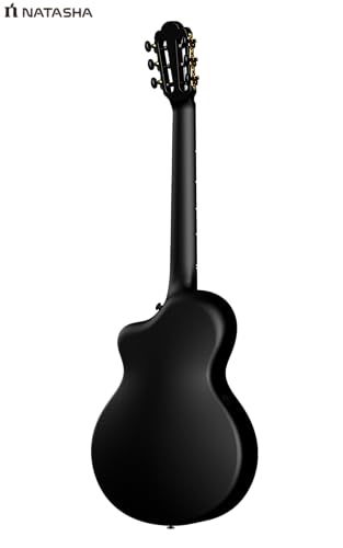 Image of Natasha Carbon Fiber Acoustic Guitar, 38-inch Nylon-string Guitarra,Durable 6-string Ultra-thin Guitar for Beginners (Black)
