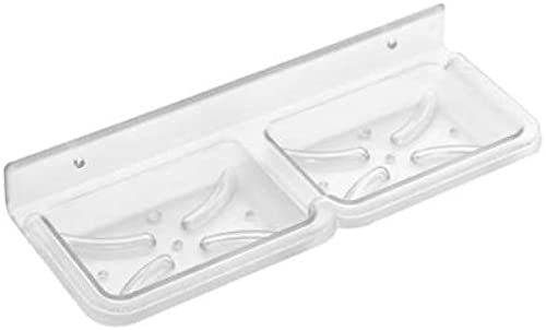 Image of Transparent Square Wall Mount Soap Dish Holder (9in x3.5in x1.5in) | Bathroom & Kitchen Soap Stand /Holder | Durable, Rust-Free, Space-Saving Wall Mounted Accessory (Pack of 1)