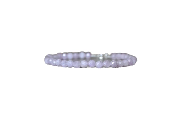 Bracelet en kunzite véritable facettée 4mm et fermoir argenté raffiné LKBEADS