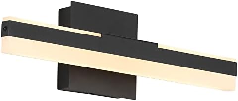 Joossnwell LED Vanity Light Matte Black Modern Bathroom Vanity Light Fixtures Wall Mount Bath Lights for Mirror Bar Lights Warm Light 14W 15.74 Inch Long 3000K