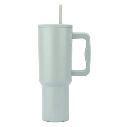 Image of Tumbler with lid and Straw 1200ML Cup Stainless Steel Vacuum Insulated Cup for Water, Iced Tea or Coffee 1.2L Office Gym Travelling; Tumbler with Straw. (40 - Oz - Pista)
