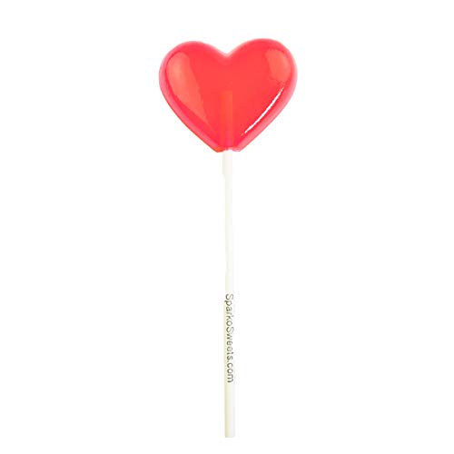 Sparko Sweets Red Heart Lollipops, Cherry Flavor, 24 Pieces, 2-Inch Diameter, Handcrafted in USA – Air-Sealed and Individually Wrapped for Freshness, Perfect for Parties and Gifts