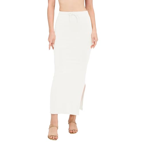 Image of DESI GIRL Cotton Lycra Stretchable Saree Shapewear Petticoat with Drawstring for Women | Fishcut Saree Petticoat with Side Slit for Easy Movement | Saree Shaper | Long inskirt