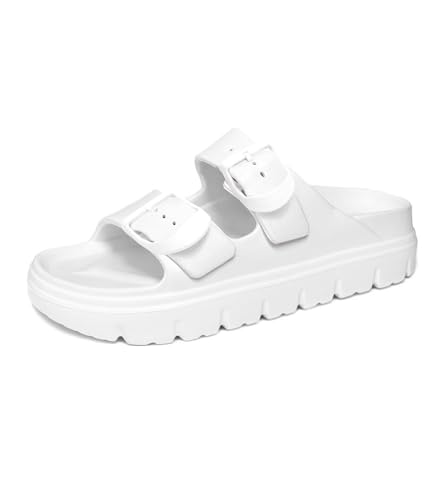 Image of Haifago Womens Platform Sandals with Arch Support, Summer Beach Slides with Adjustable Buckle, Comfort Lightweight Chunky Cushion Slip on Sandal