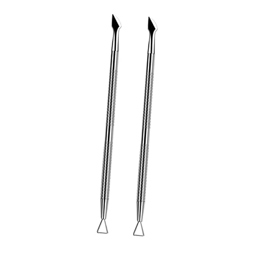 PartyKindom 2-pack Double-ended Stainless Steel Cuticle Pusher for Remover Nail Care Tool Pedicure Set