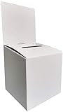 CH-BOX 10 Pack 6x6x6 inch Cardboard Ballot Box, White Glossy for Suggestion Raffle Donation Collection, with Slot & Removable Header, Includes 12 Blank Labels (S666)