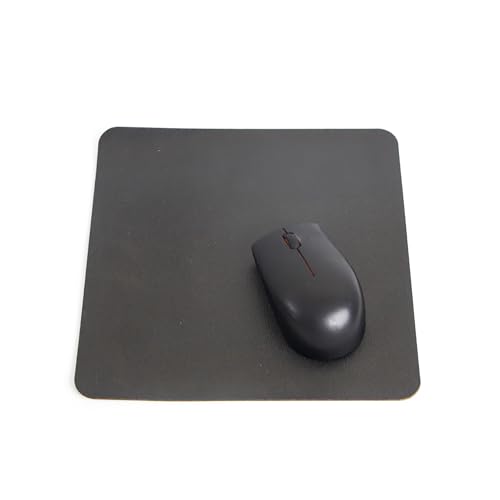 Image of Bellblock Mouse Pad | Computer Mouse Mat | Vegan PU Leather | Anti-Slip | Smooth Mouse Control | Spill-Resistant Surface | Blue & Tan | 22 x 22 cm (Pack of 1) (Black & Tan, Square)