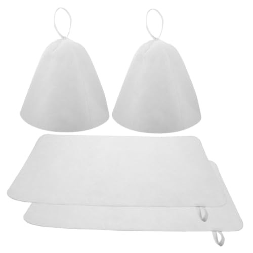 IWOWHERO 2sets Sauna Hats and Mats High Absorbent Felt Sauna for Hair White Comfortable Shower Accessories for Men and Women