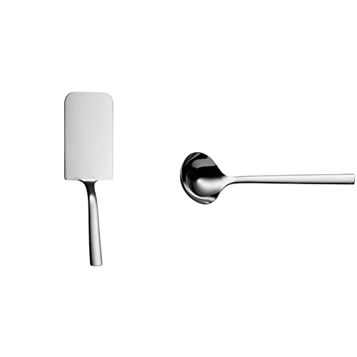 WMF Nuova Lasagneheber 25 cm, Pizzaheber, Cromargan Edelstahl poliert, spülmaschinengeeignet & Nuova Suppenkelle 29 cm, Saucenlöffel, Kleiner Kellenkopf, 80ml, Cromargan Edelstahl poliert