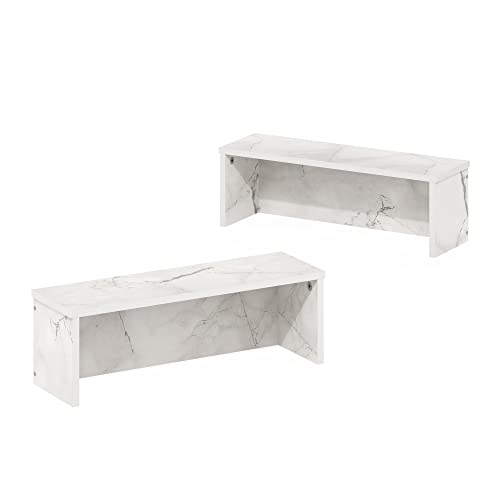 Image of Furinno Helena Kitchen Counter Stackable Organizer Shelf, Set of 2, 18-Inch, Marble White