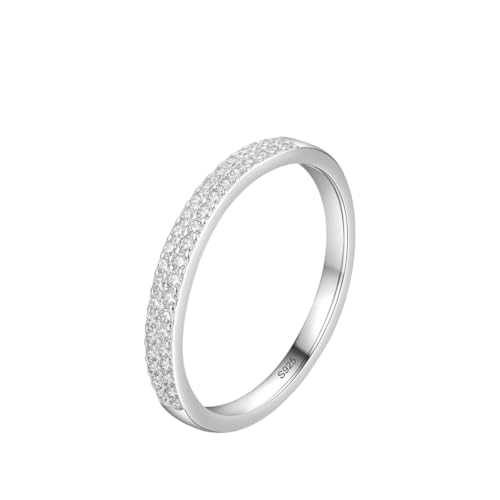 Zircone géométrique empilable en anneau d'argent à offrir à une femme