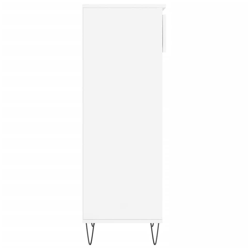 Schuhschrank Hochglanz-Weiß aus Holzwerkstoff 40x36x105 cm mit Metallbeinen, Schuhregal platzsparend, Schuhablage mit Schublade, Schuhständer für Schuhaufbewahrung im Wohnraum