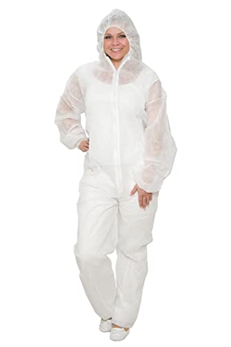10/50/100 monos desechables de polipropileno, color blanco, S-XXXL
