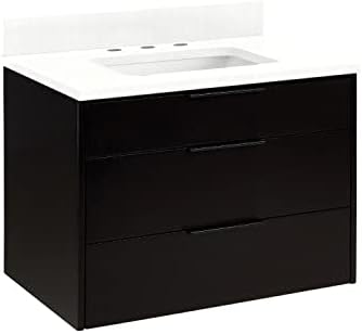 Signature Hardware 483138 DITA 30" Wall Mounted Single Basin Vanity Set with Wood Cabinet, Quartz Vanity Top, and Undermount Sink