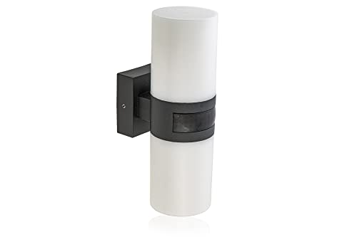 HUBER Aplique LED de pared con sensor de movimiento 140° 20 W 2200 lm IP65 protegido LED para exteriores con sensor de movimiento I tubo de luz de pared interior blanco
