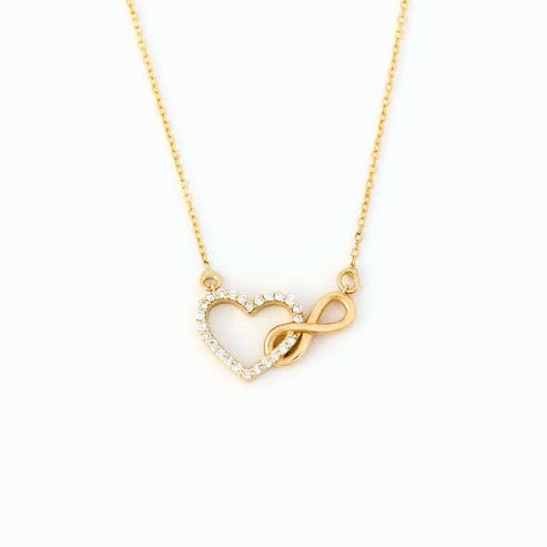 Gelin Diamond Interlocking Infinity Heart Necklace | 14k Solid Gold Heart Necklace for Women | Infinity Heart Pendant | Natural Diamond Necklaces in 14k Gold | Birthday Gift, 18