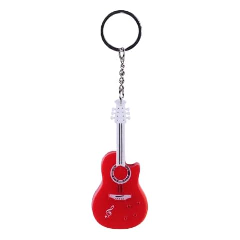 Guitar Lightup LED Keychain with Sound, Red, One Size Cover