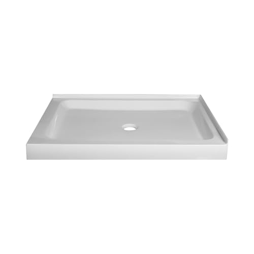 Fine Fixtures 48" x 36" Double Threshold Acrylic Shower Base with Non-Slip Textured Surface - Right Hand Durable White Shower Floor Pan for Safe, Reliable Bathroom Use
