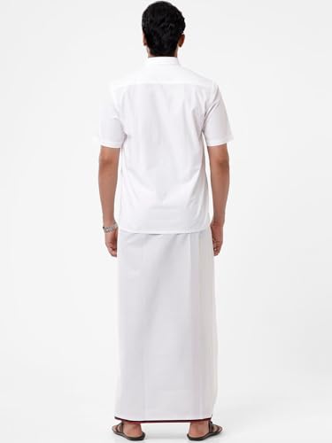 Image of RAMRAJ COTTON Mens Single Layer DMK Party Political Dhoti